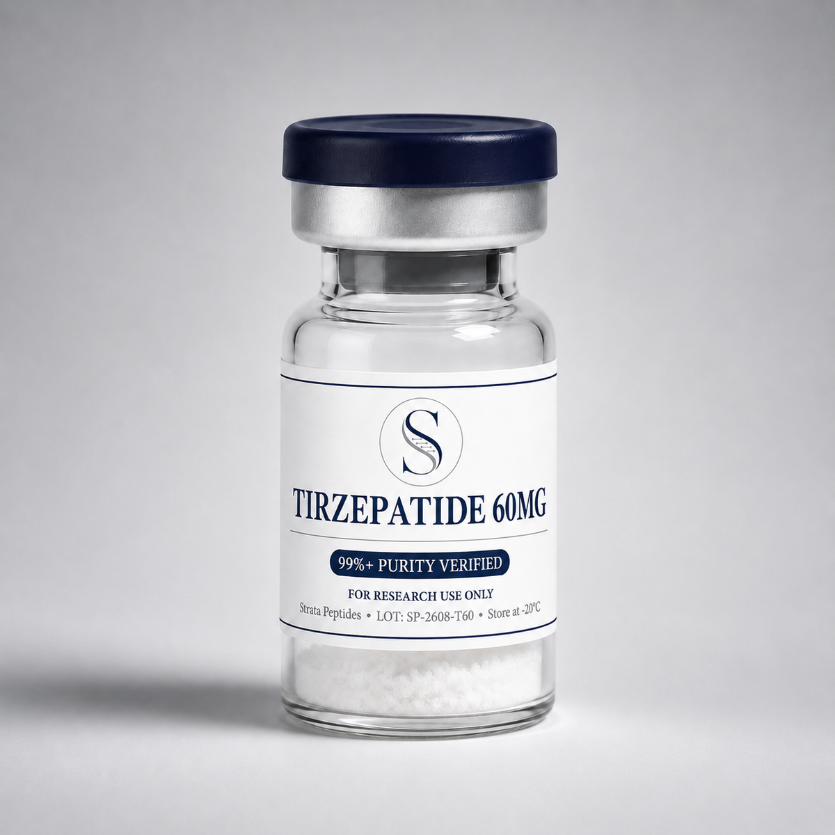 Tirzepatide 60mg research vial by Strata Peptides