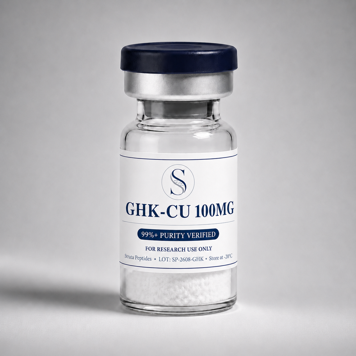 GHK-Cu 100mg research vial by Strata Peptides