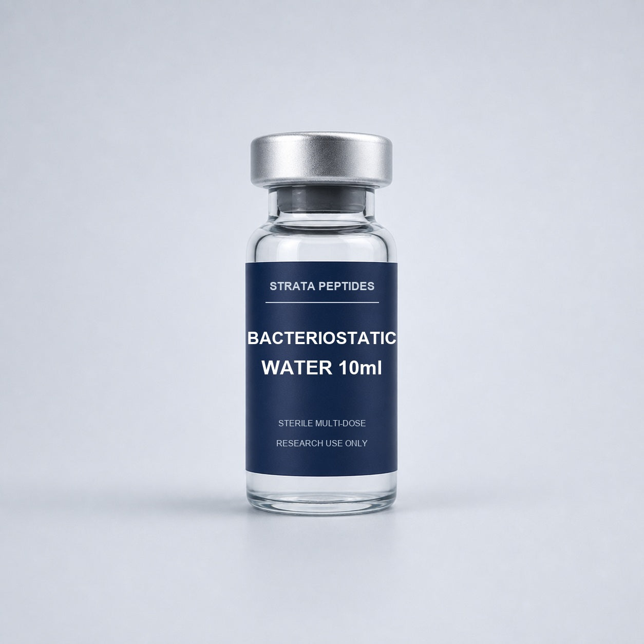 Bacteriostatic Water 10ml sealed research vial by Strata Peptides